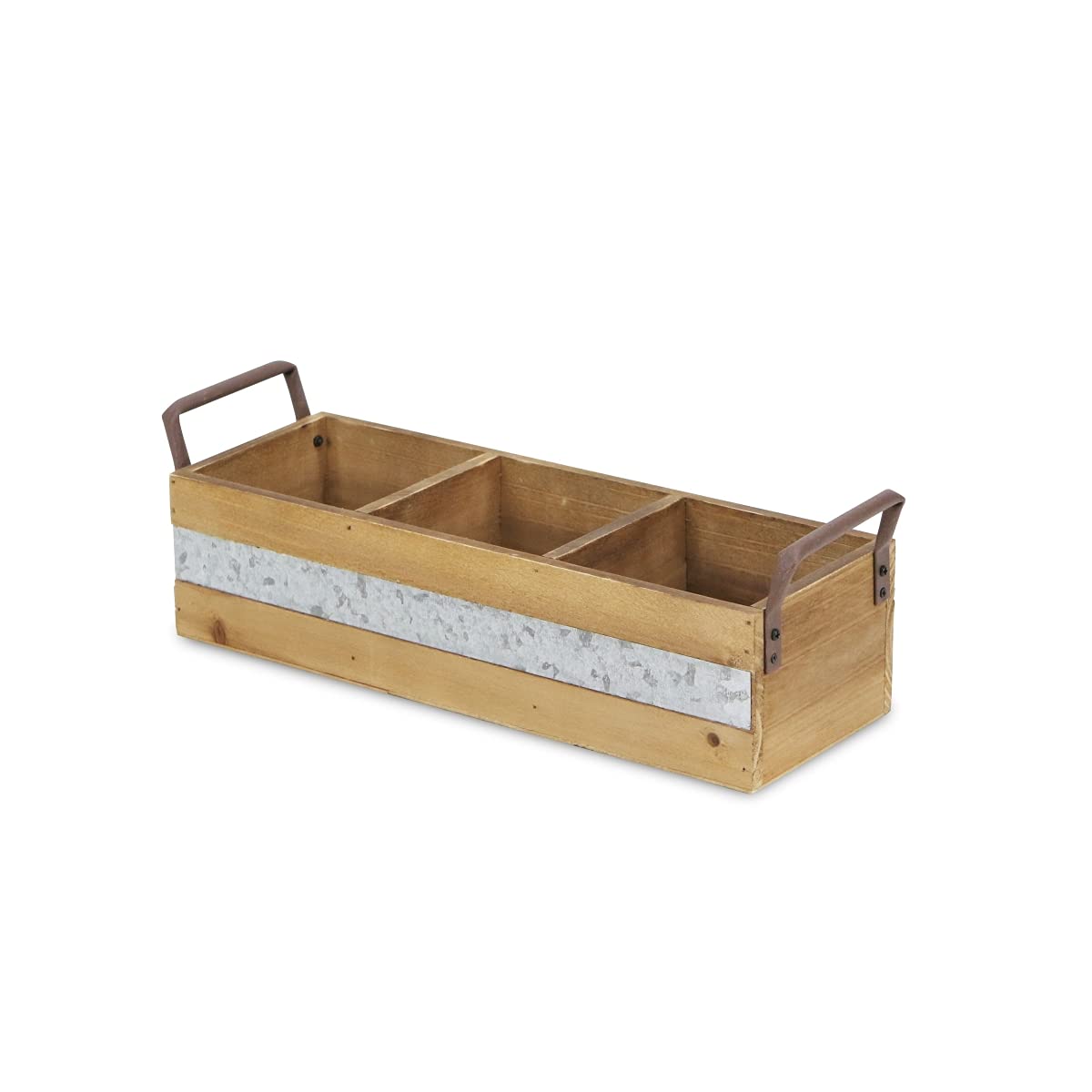 Reid Wooden 3 Slot Storage Caddy - Brown