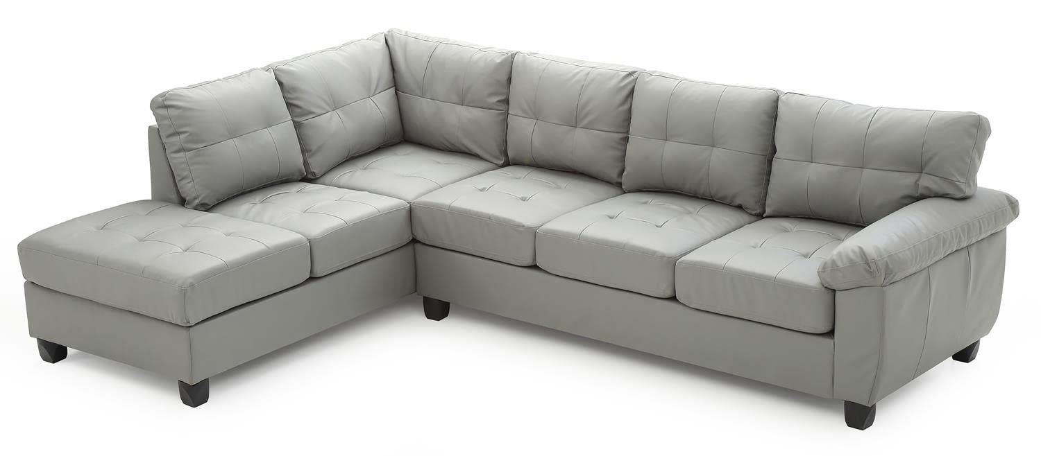 Gallant 111 in. W 2-piece Faux Leather L Shape Sectional Sofa in Gray