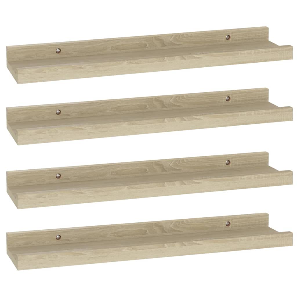 vidaXL Wall Shelves 4 pcs Sonoma Oak 15.7x3.5"x1.2"