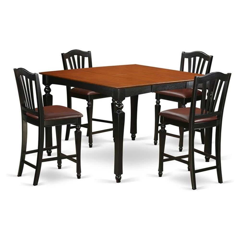 CHEL5-BLK-LC 5 Pc counter height Table set- Square gathering Table and 4 counter height Chairs