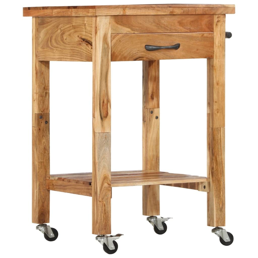vidaXL Kitchen Trolley 22.8x22.8"x35" Solid Wood Acacia"