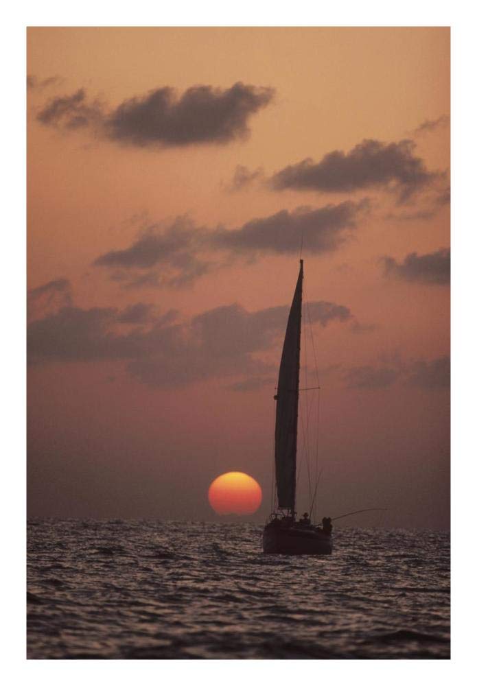 Sailboat adrift at sunset, Sri Lanka-Paper Art-18x26”