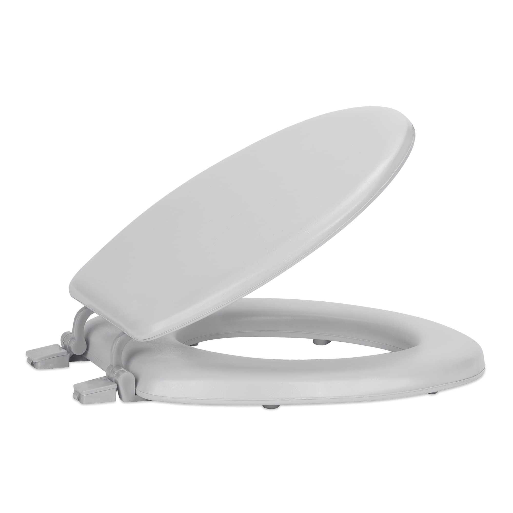 Soft Standard Vinyl Toilet Seat, Silver - 17 Inch Soft Vinyl Cover With Comfort Foam Cushioning - Fits All Standard Size Fixtures - Easy To Install Fantasia By Achim Home Decor