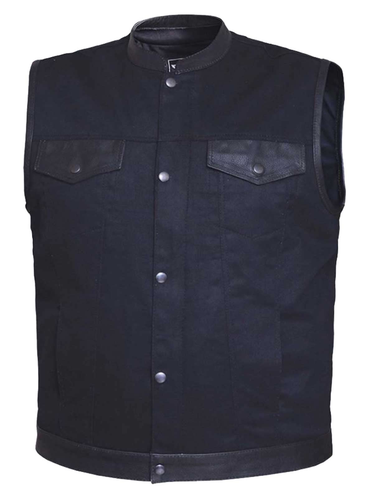 Mens UNIK DENIM matt black club vest ,BLK ,2XL