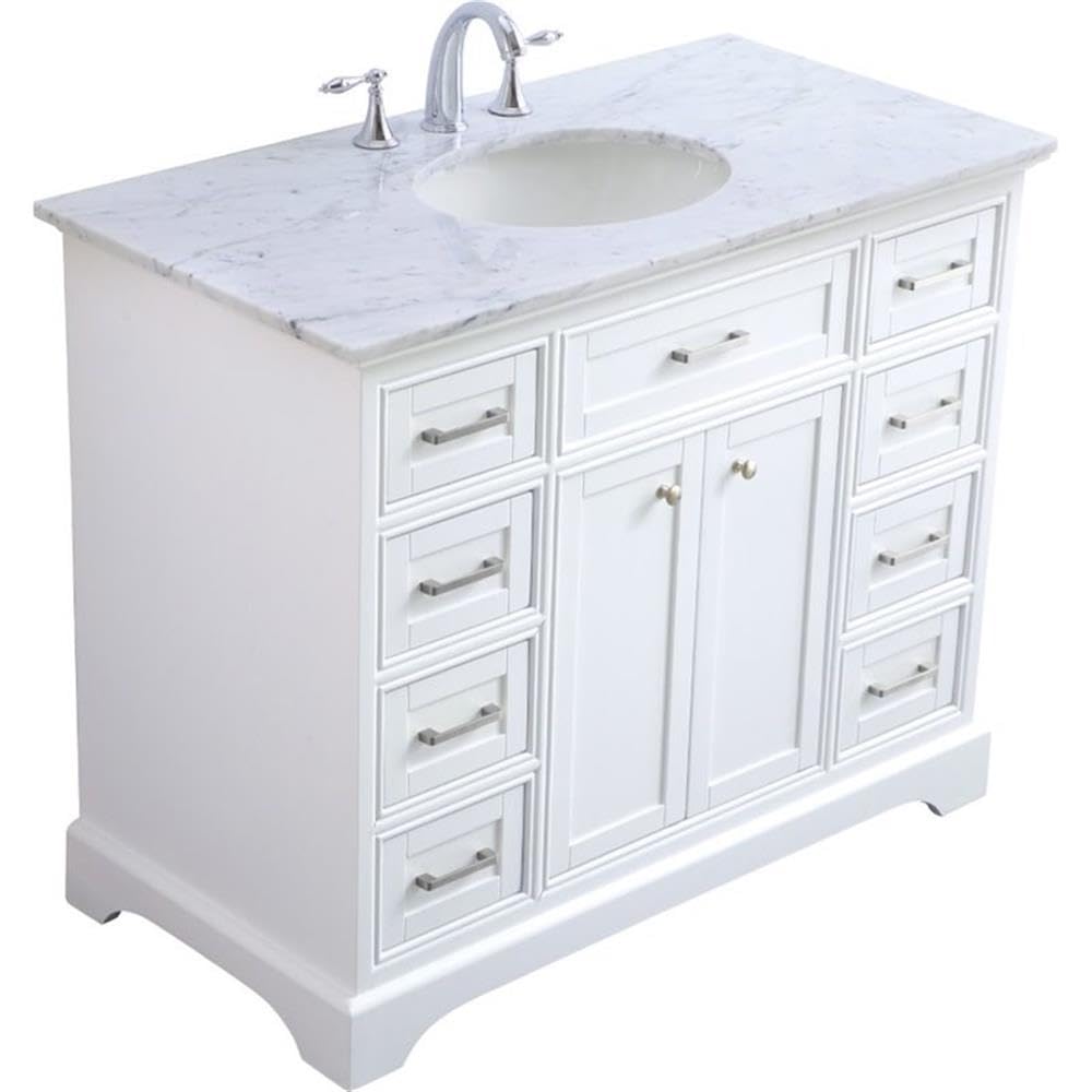 Elegant Decor Americana 42' Single Marble Top Bathroom Vanity In White