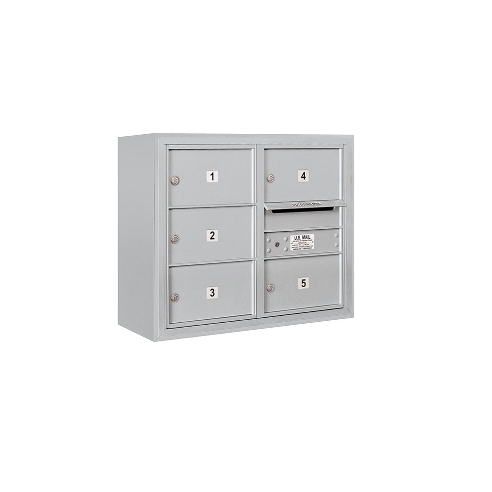 6 Door High Surface Mounted 4C Horizontal Mailbox with 5 Doors and 1 Parcel Locker in Aluminum with Private Access