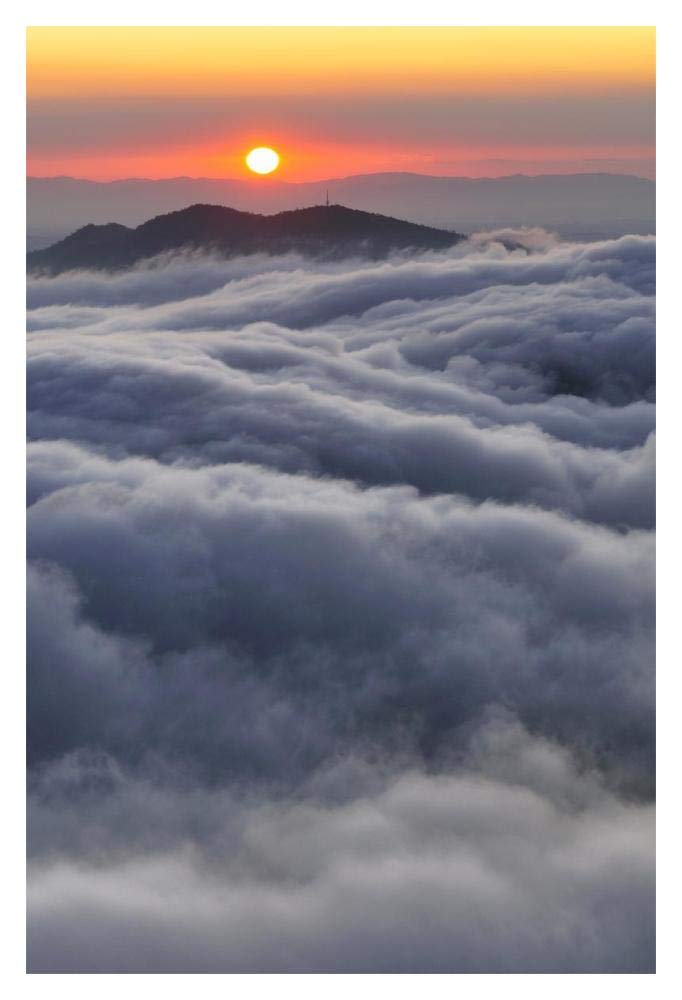 Sunrise over mountain and clouds, Spain-Paper Art-14x20”