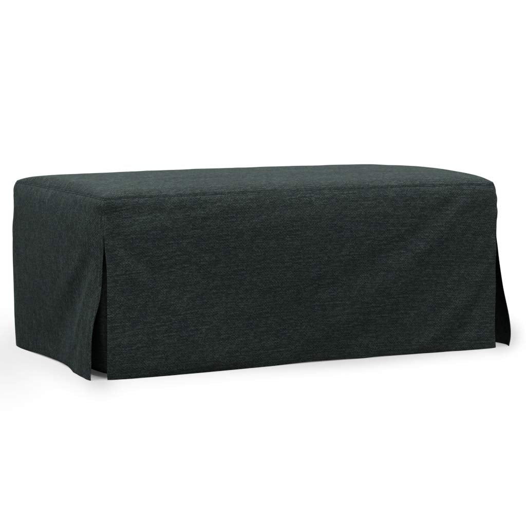Sunset Trading Newport Slipcovered 44 Wide Ottoman | Stain Resistant Performance Fabric | Dark Gray"