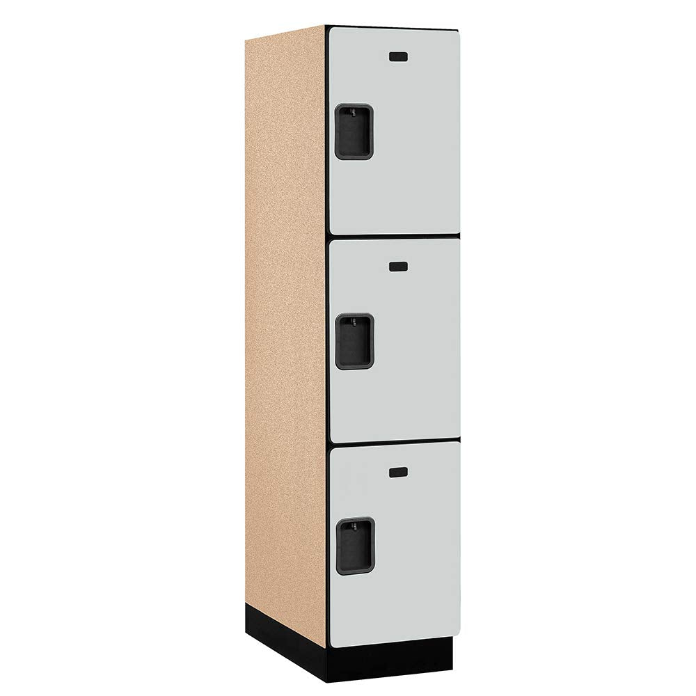 18 Wide Triple Tier Designer Wood Locker - 1 Wide - 6 Feet High - 24 Inches Deep - Gray