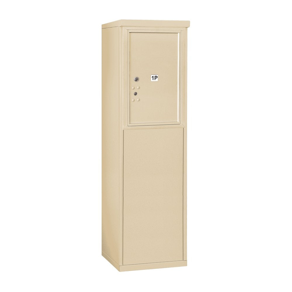 6 Door High Free-Standing 4C Horizontal Parcel Locker with 1 Parcel Locker in Sandstone with Private Access