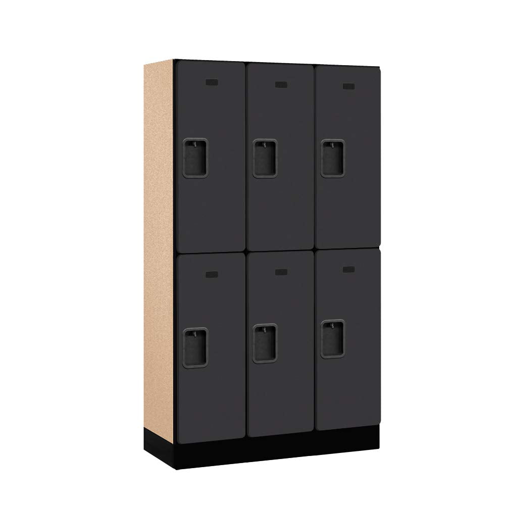 12 Wide Double Tier Designer Wood Locker - 3 Wide - 5 Feet High - 15 Inches Deep - Black
