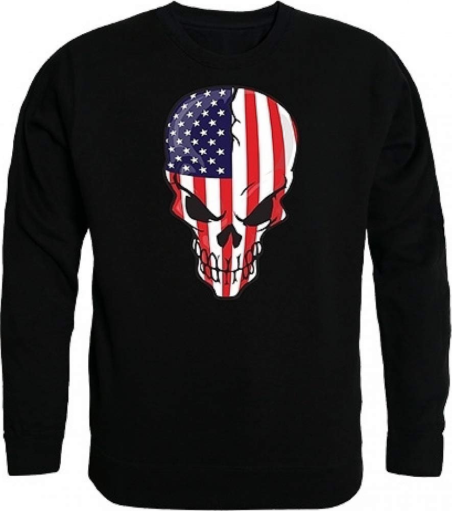GraphicCrewneck,Distressed Flag, Black, M