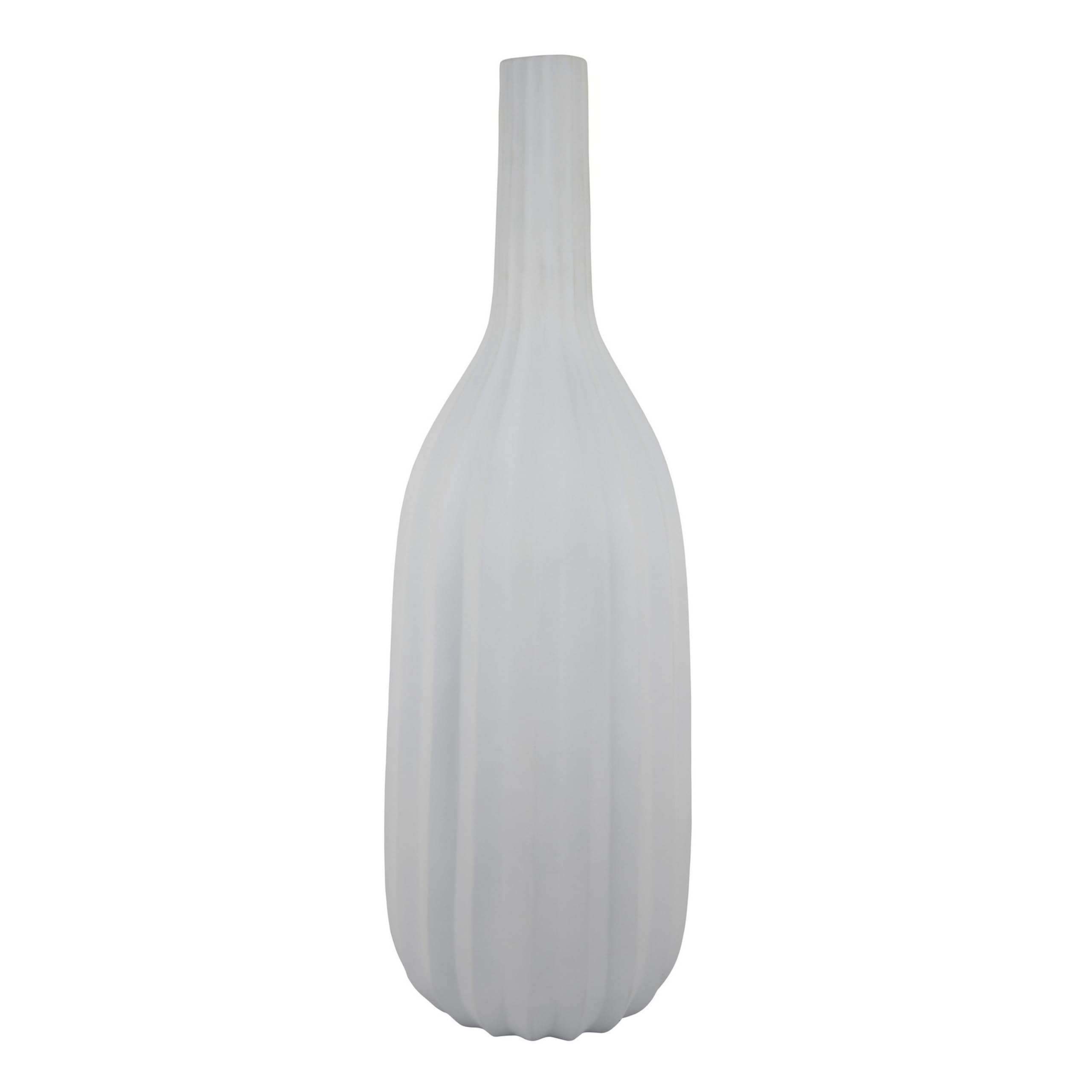 Rizie Vase with Ribbed Texture, 45 Inch Contemporary White Polyresin