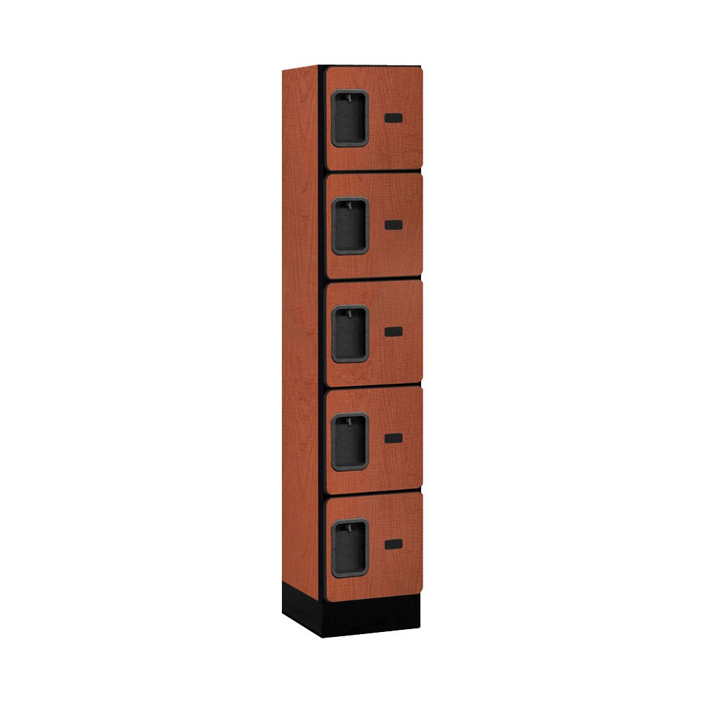 12 Wide Five Tier Box Style Designer Wood Locker - 1 Wide - 5 Feet High - 15 Inches Deep - Cherry