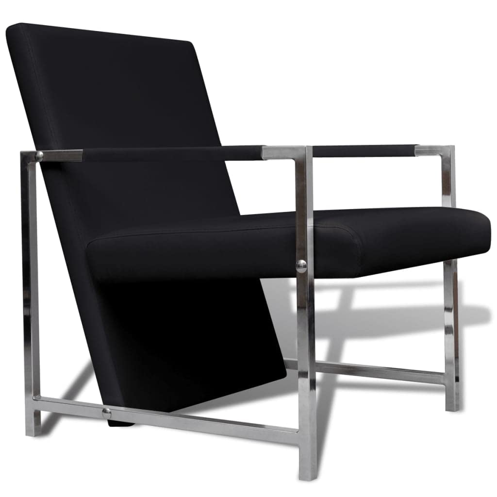 vidaXL Cube Armchair Black Faux Leather