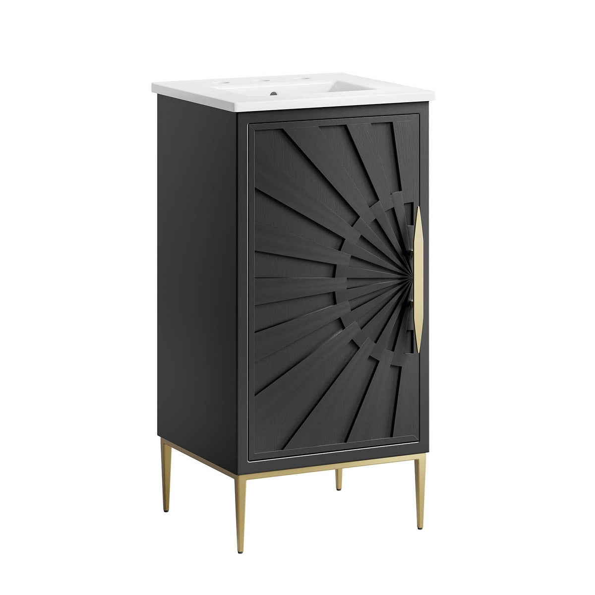 Modway Awaken Bathroom Vanity Cabinet, 18', White Black