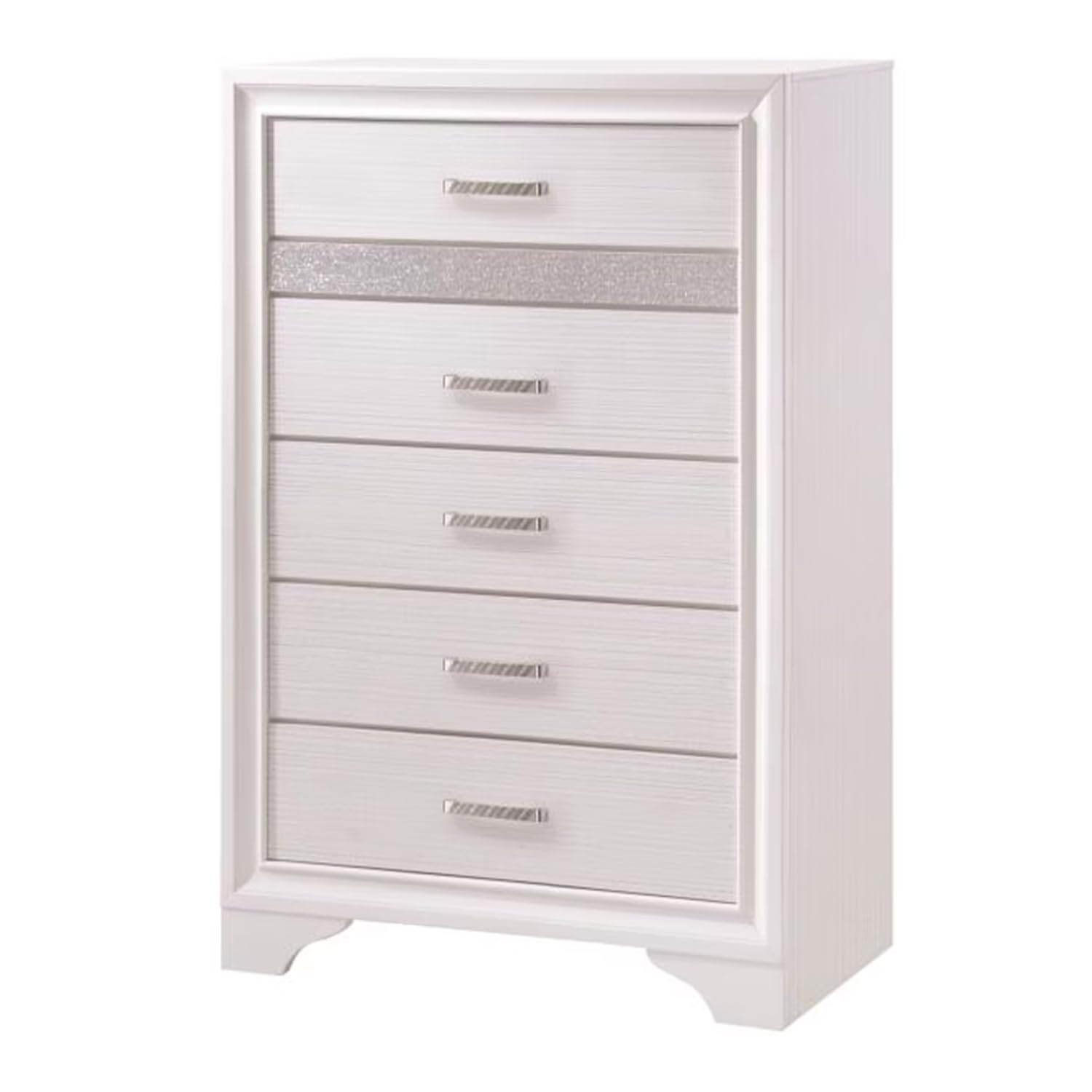 Wooden Drawer Chest with Hidden Jewelry Tray, White