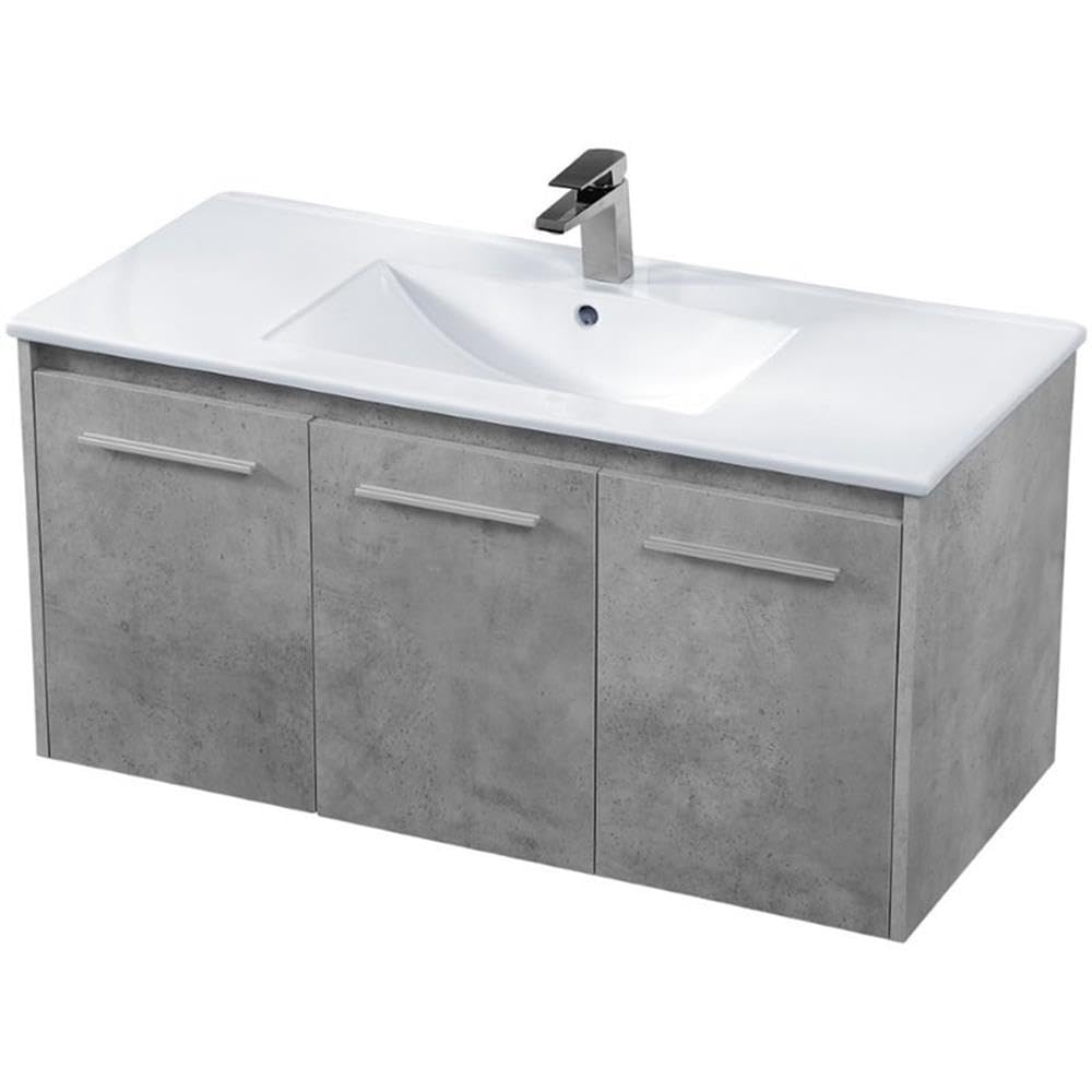 Elegant Decor Rasina 40' Single Porcelain Top Floating Bathroom Vanity In Gray