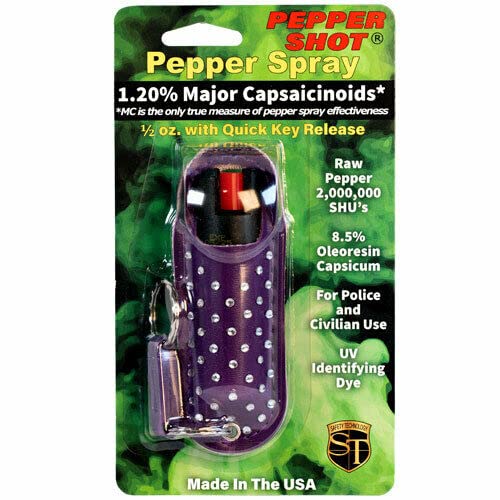 Pepper Shot 1.2% MC 1/2 oz Halo Rhinestone Holster Purple