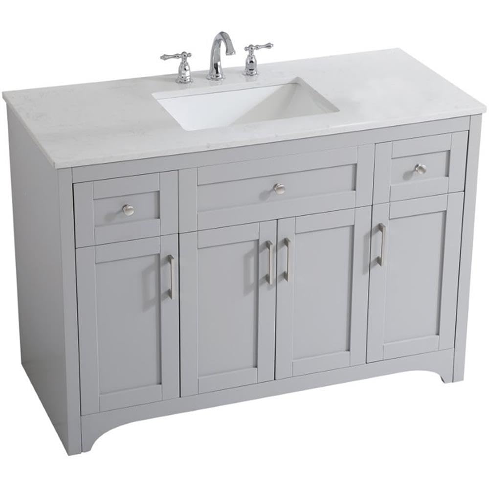 Elegant Decor Moore 48' Single Quartz Top Bathroom Vanity In Gray