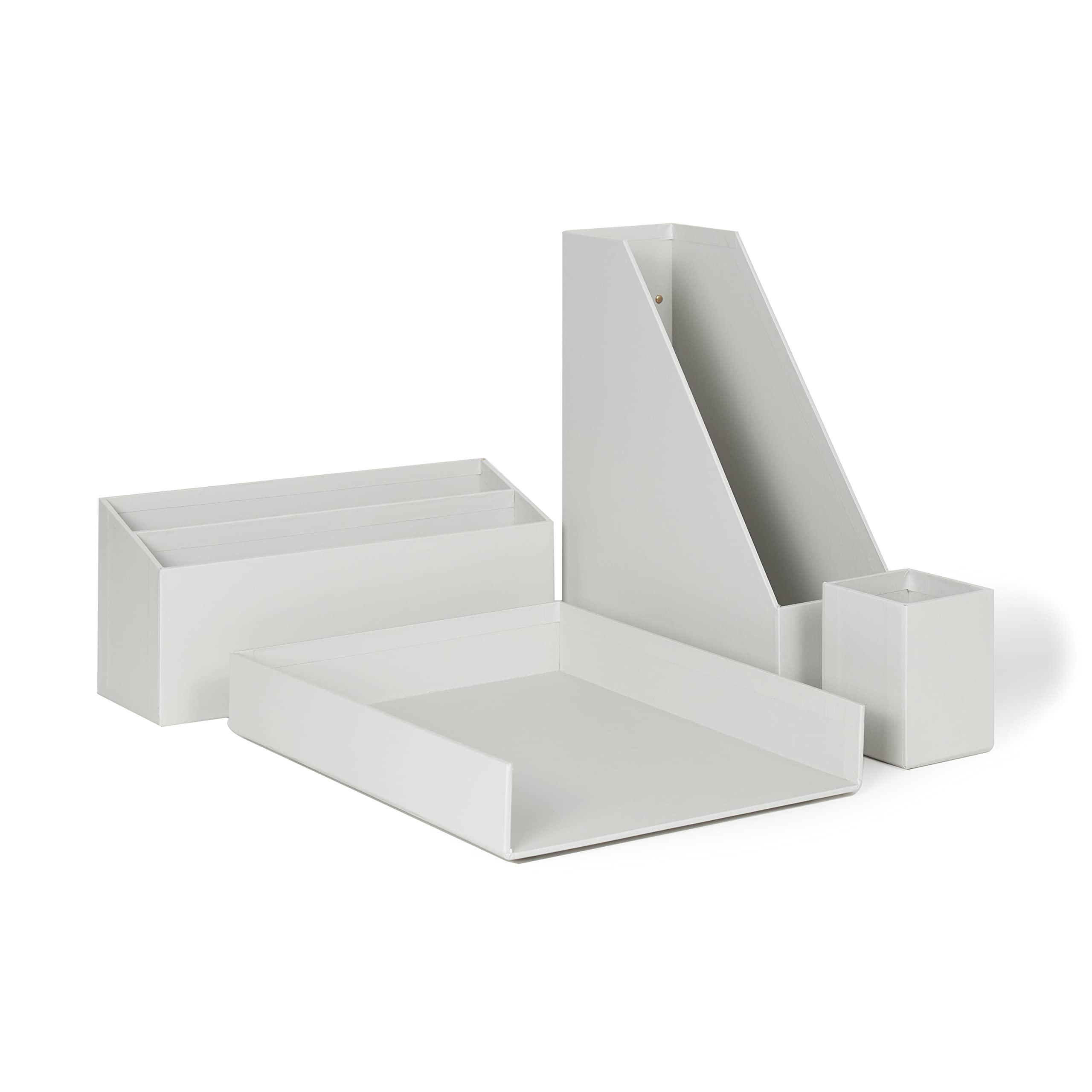 U Brands Paper Wrapped Desk Organization Set, Office Organization Supplies, Solid Gray, 4 Pieces