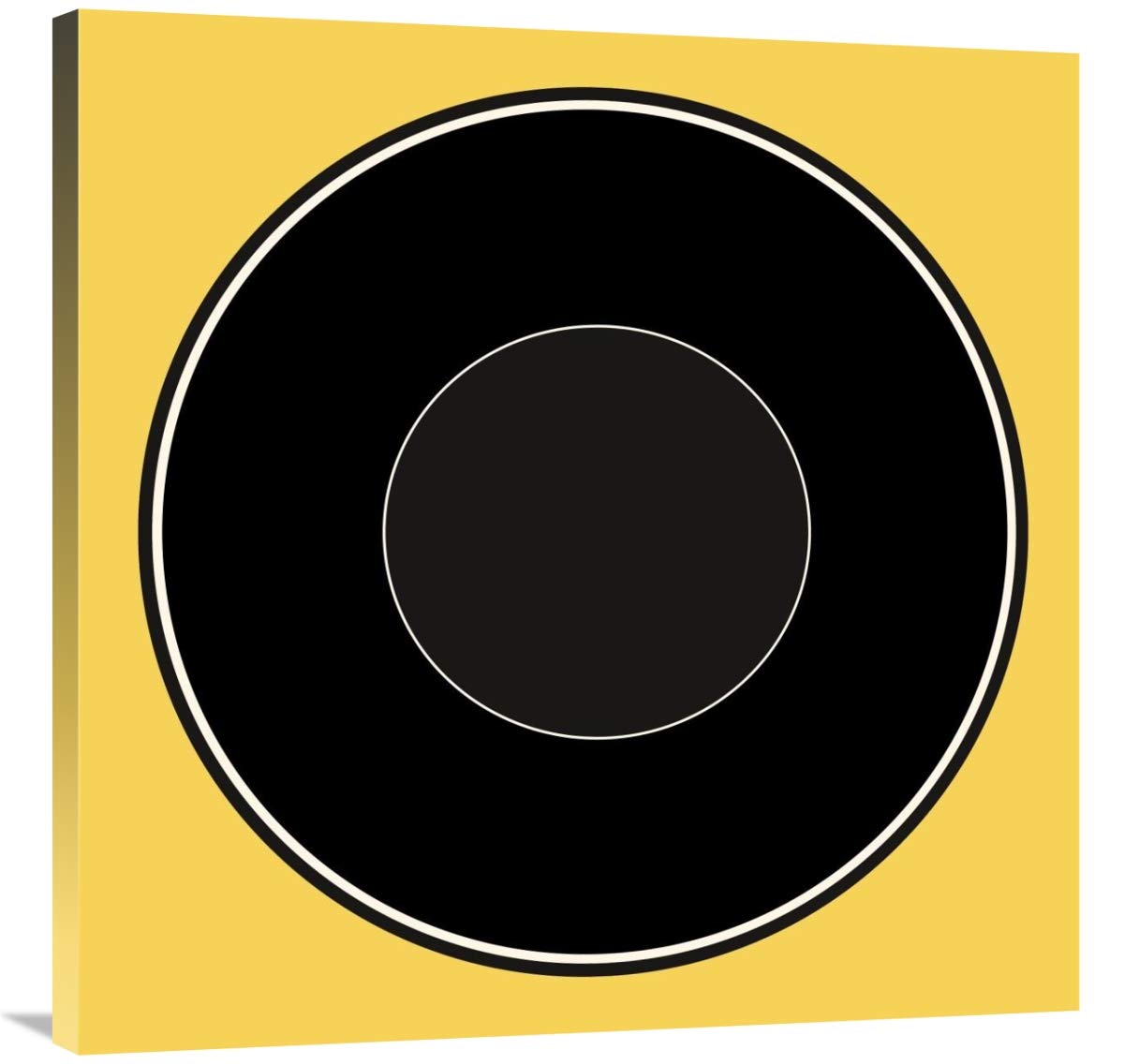 Mealtime: Black on Yellow - Plate-Canvas Art-36x36”
