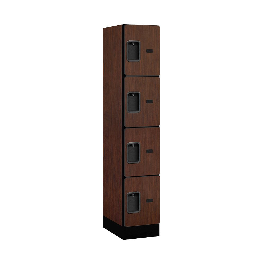 12 Wide Four Tier Designer Wood Locker - 1 Wide - 5 Feet High - 18 Inches Deep - Mahogany