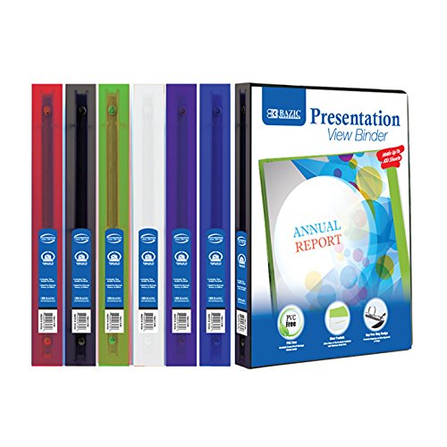 Bazic 1/2' Poly 3-Ring Presentation View Binder W/ Pocket, Case Pack 48