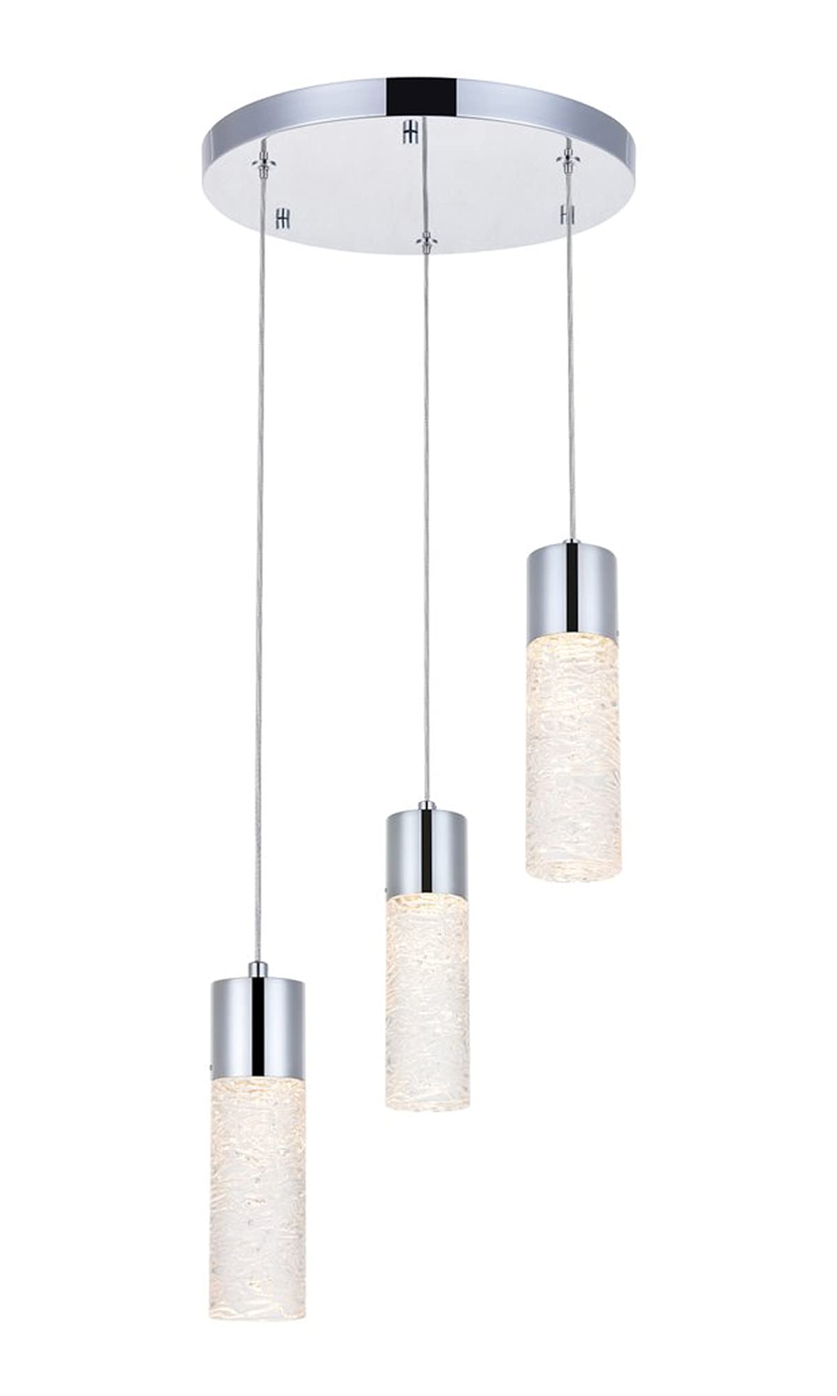 Elegant Lighting Constellation 3 Light Clear Led Pendant In Chrome