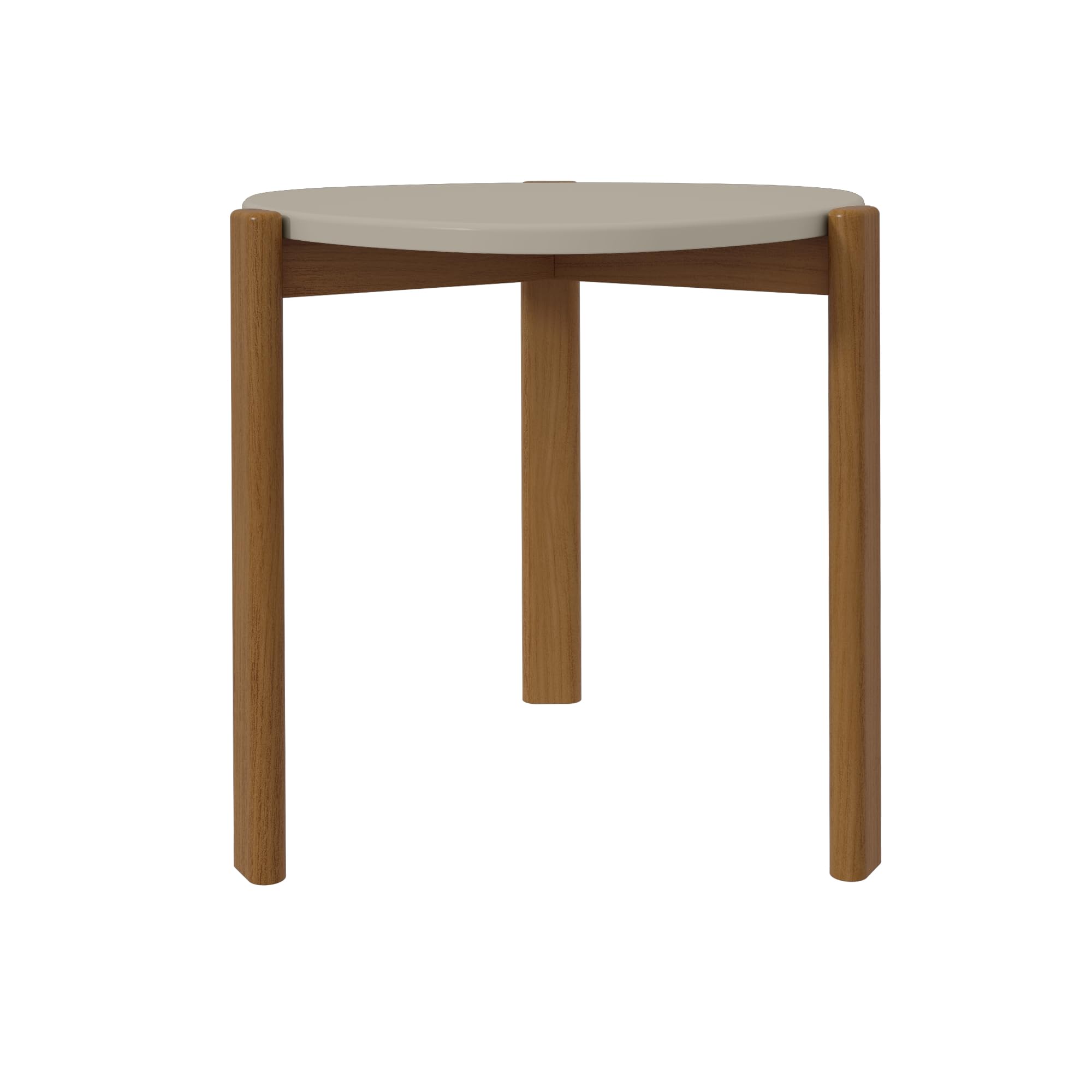 Manhattan Comfort Gales End Table with Eucalyptus Solid Wood Legs in Greige