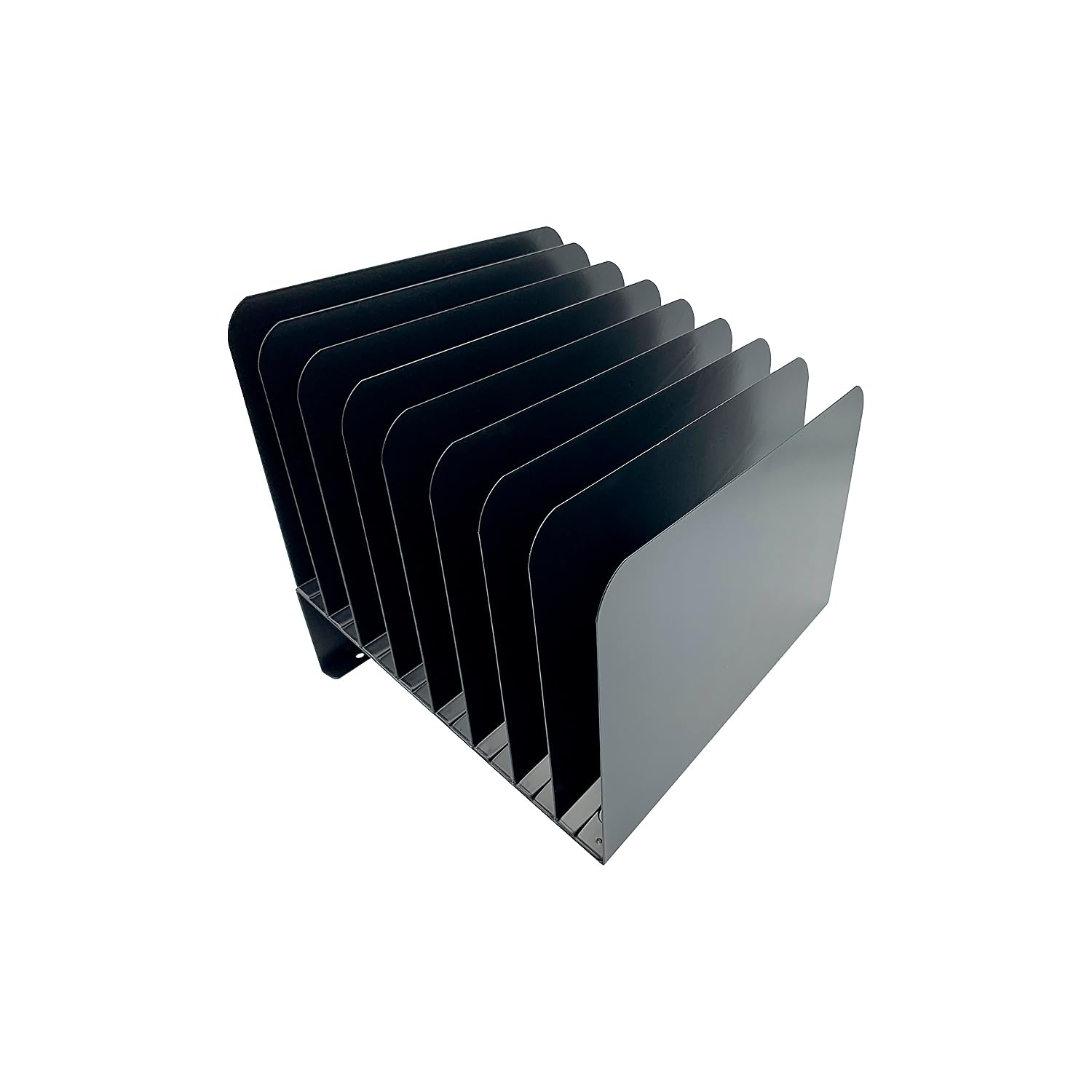 Huron Slanted Vertical Slots Desktop Organizer - 8 Compartment(s) - 10 Height x 9.8??Width x 11??Depth - Durable - Black - Steel - 1 Each