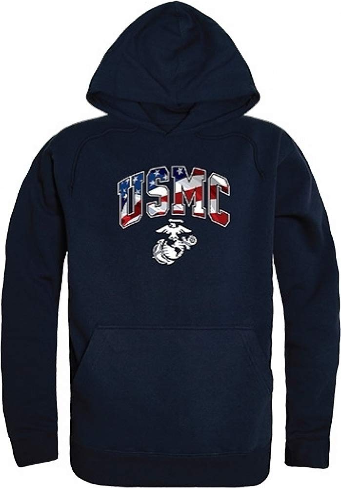 Graphic Pullover,Flag Letr, USMC, Navy, L