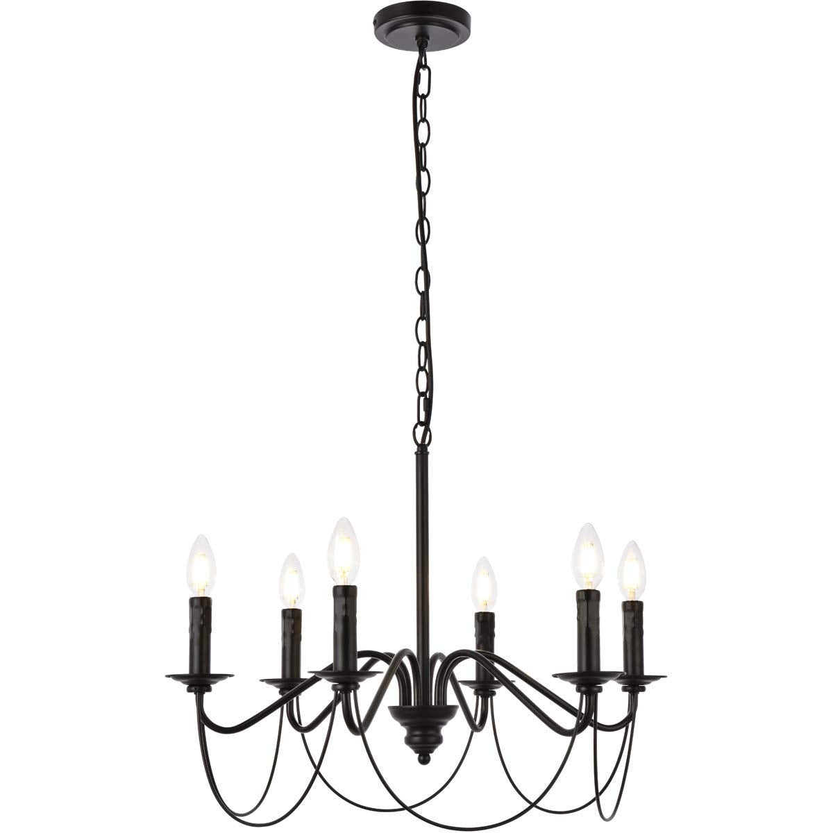 Elegant Lighting Living District Westley 6 Lights Pendant In Black