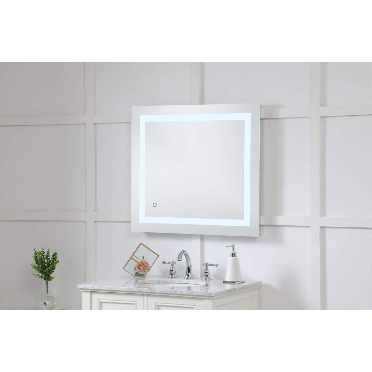 Helios 27in x 30in Hardwired LED mirror with touch sensor and color changing temperature 3000K/4200K/6400K
