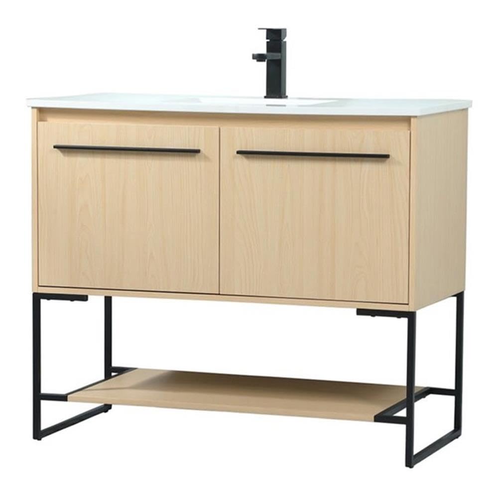 Elegant Decor Sloane 40 Mdf And Steel Single Bathroom Vanity In Maple