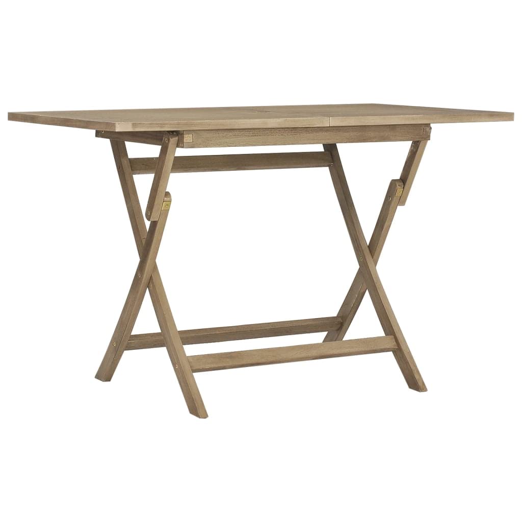 Folding Patio Table Gray 47.2x27.6”x29.5” Solid Wood Teak