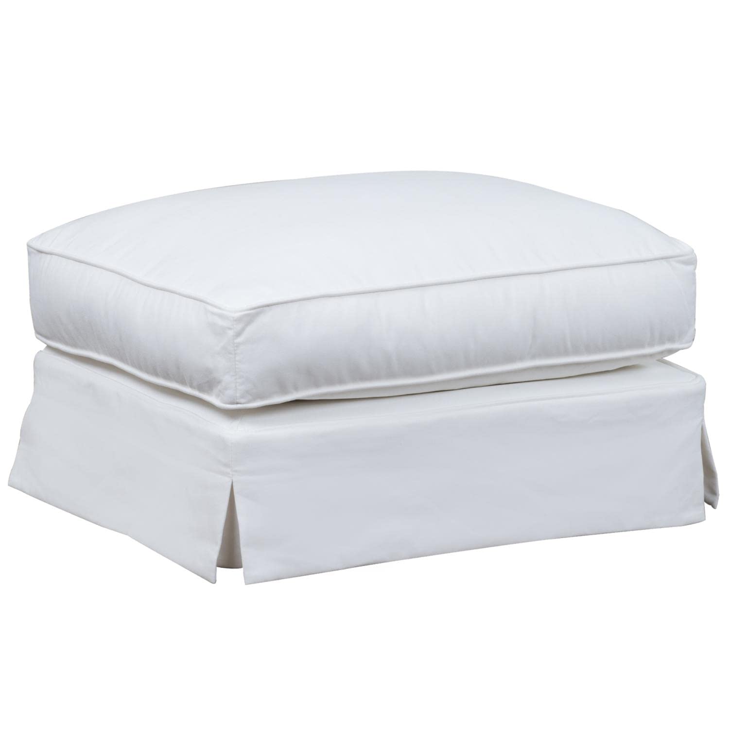 Sunset Trading Ariana Slipcovered Ottoman | Stain Resistant Performance Fabric | White
