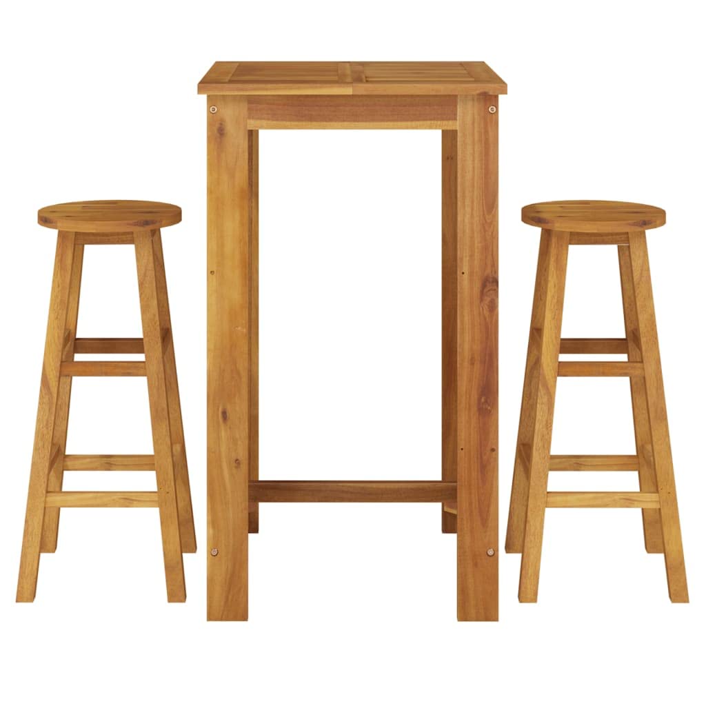 vidaXL 3 Piece Patio Dining Set Solid Wood Acacia