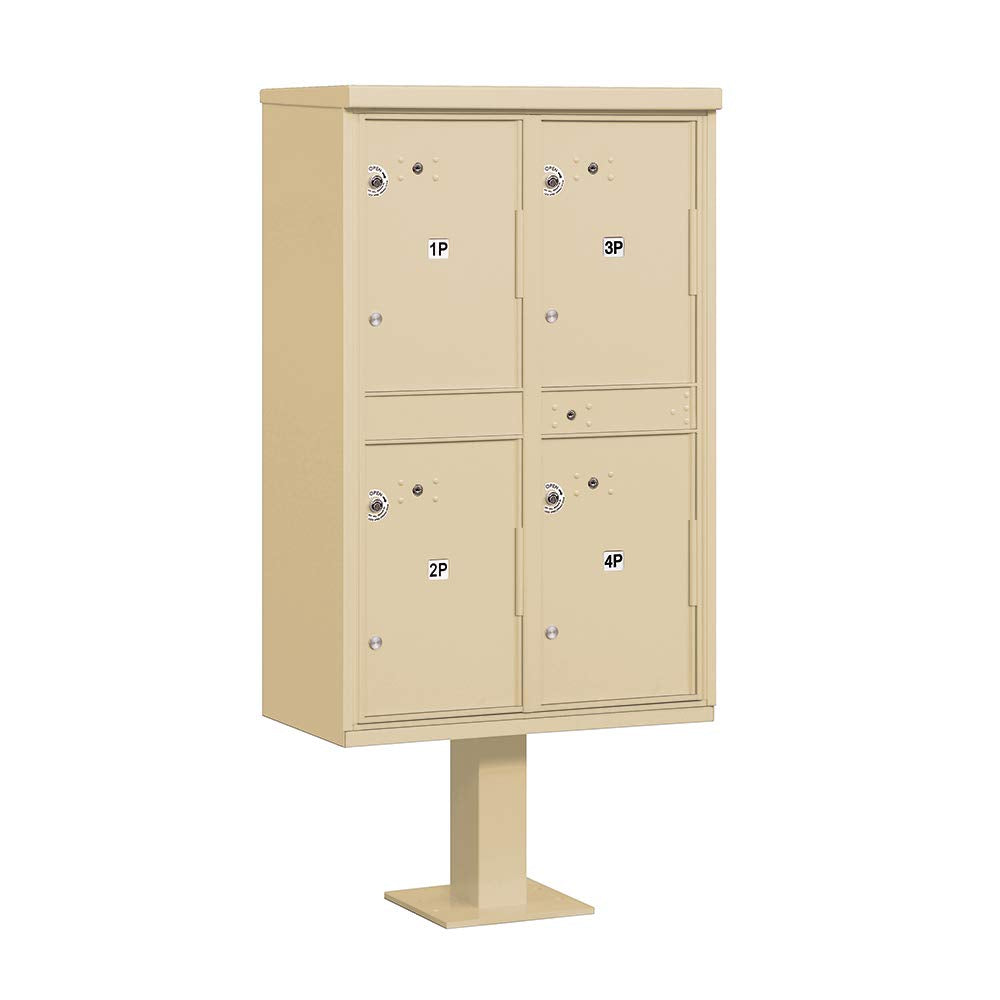 Outdoor Parcel Locker with 4 Compartments in Sandstone with USPS Access  Type II