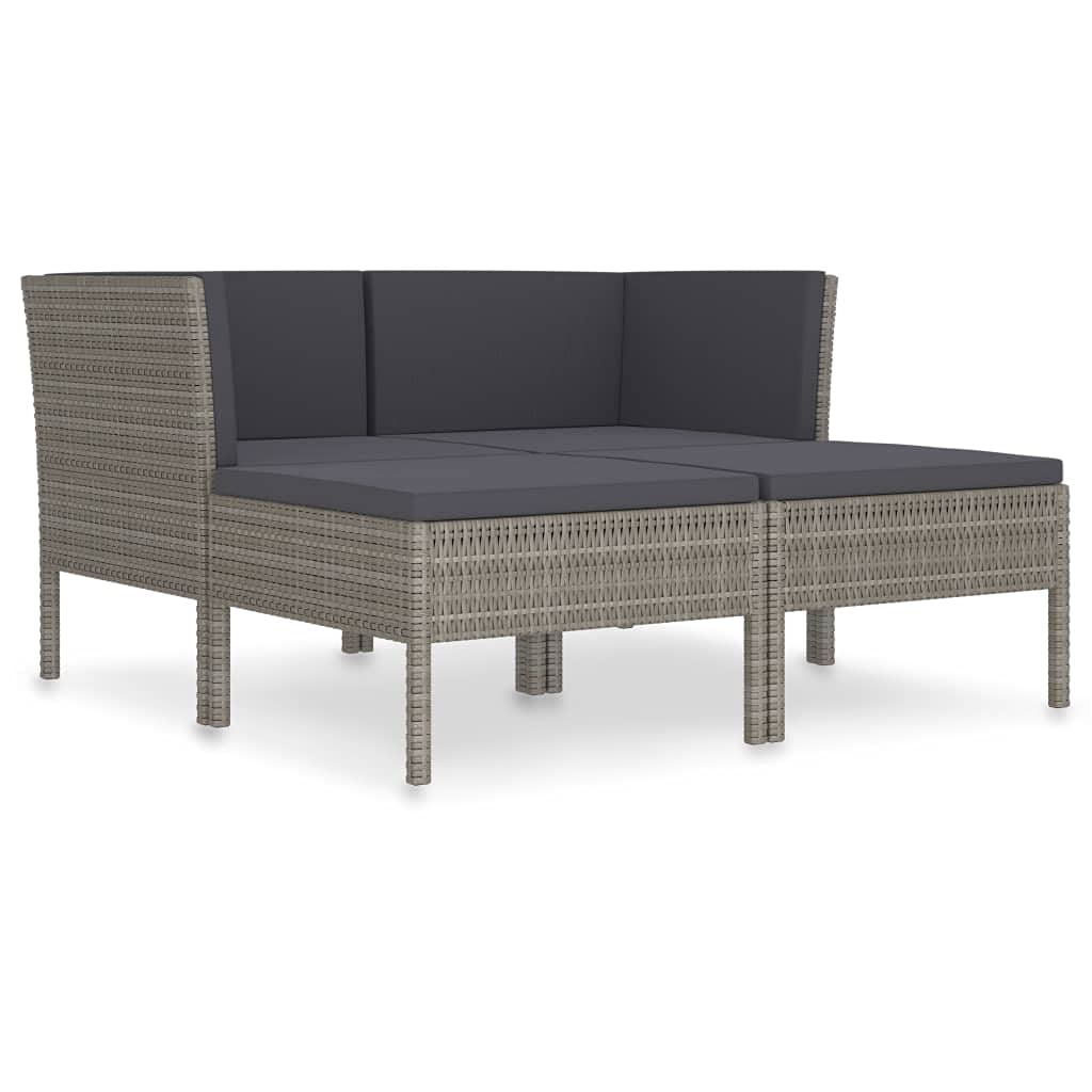 vidaXL 6 Piece Garden Lounge Set with Cushions Poly Rattan Gray