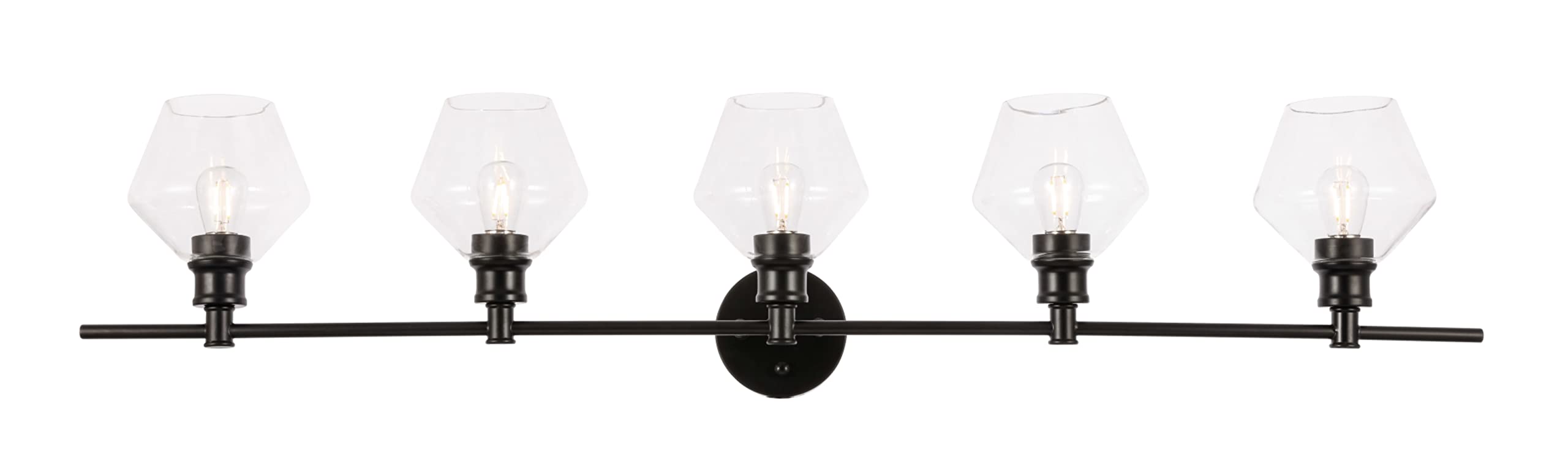 Living District Indoor Modern Home Decorative Bright Ceiling Gene 5 Light Black And Clear Glass Wall Sconce