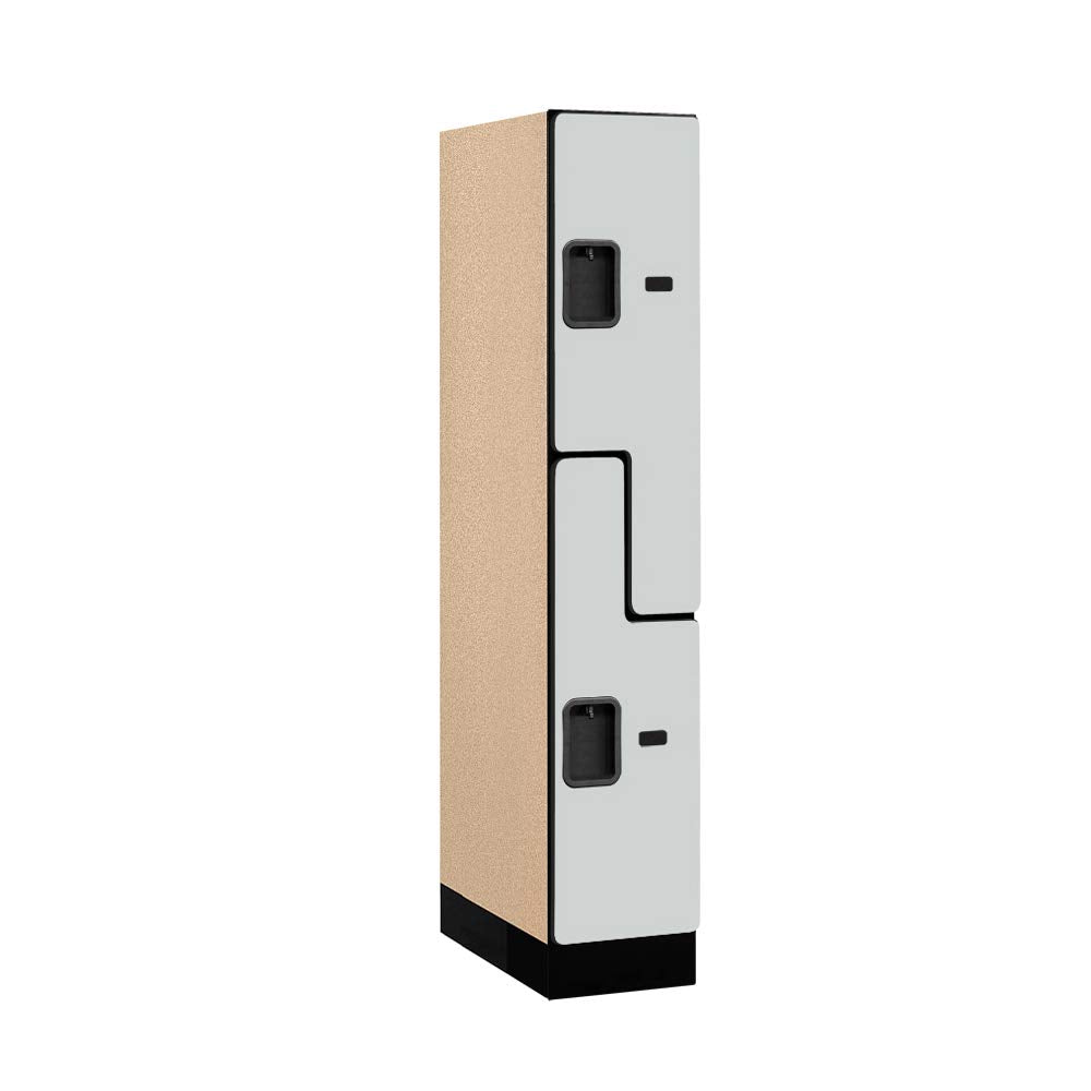 12 Wide Double Tier S Style Designer Wood Locker - 1 Wide - 5 Feet High - 21 Inches Deep - Gray