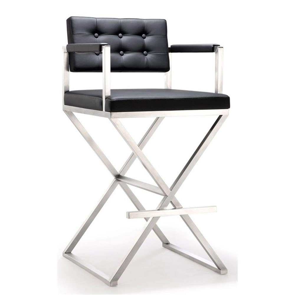 Director Black Stainless Steel Barstool
