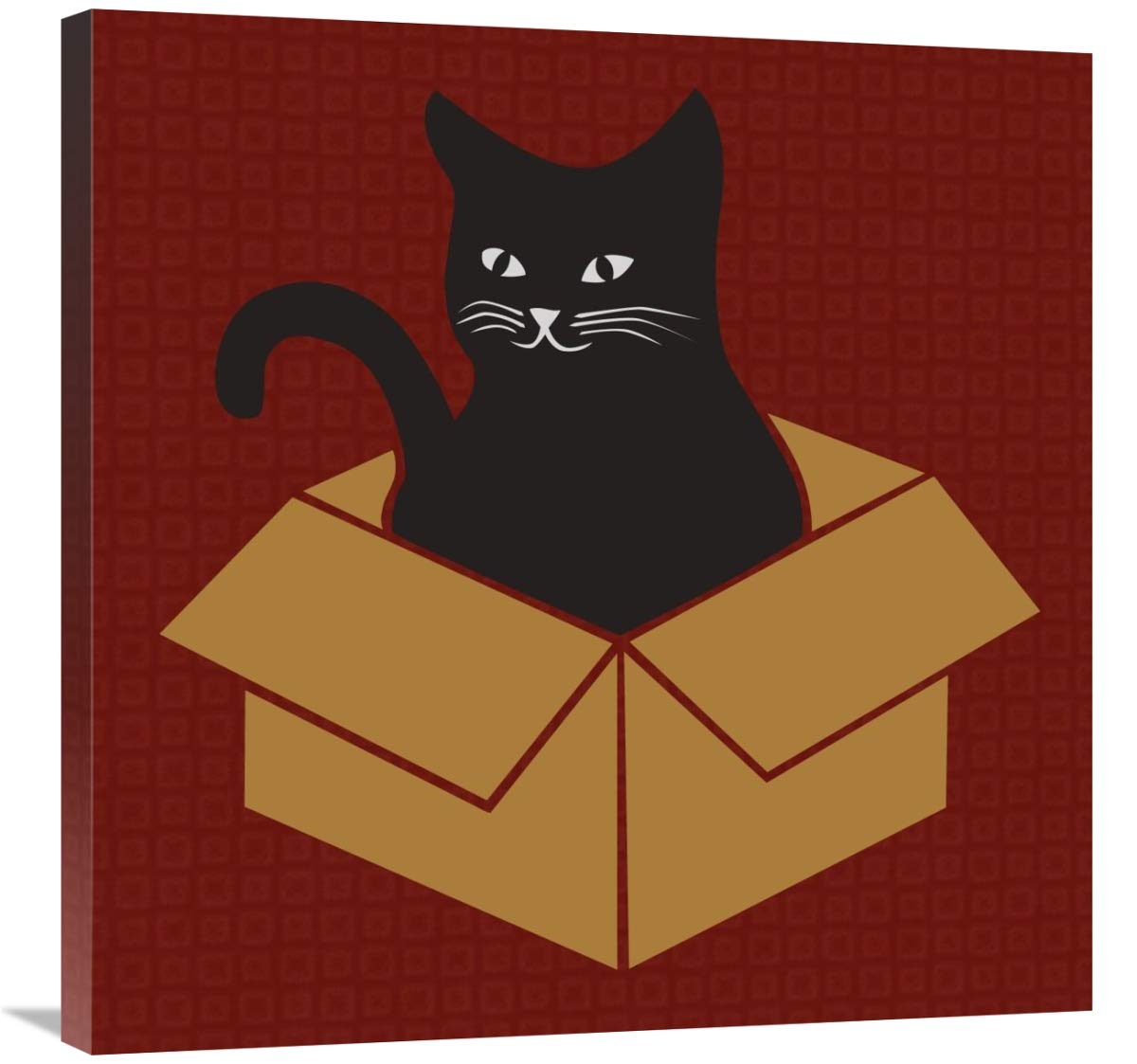 Cat in a Box - Red-Canvas Art-30x30”