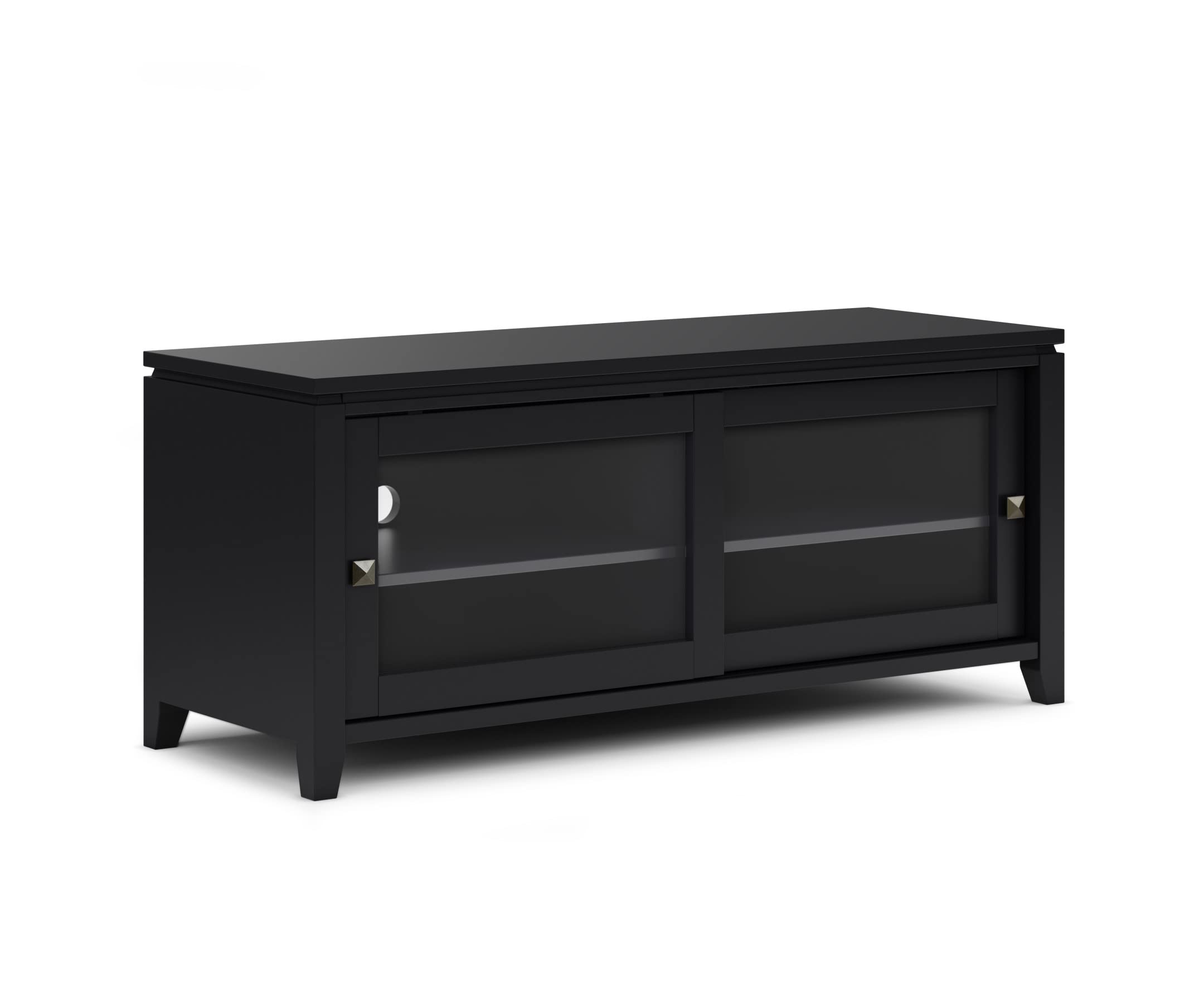 Simplihome Cosmopolitan Solid Wood 48 Inch Wide Contemporary Tv Media Stand In Black For Tvs Up To 55 Inch, For The Living Room