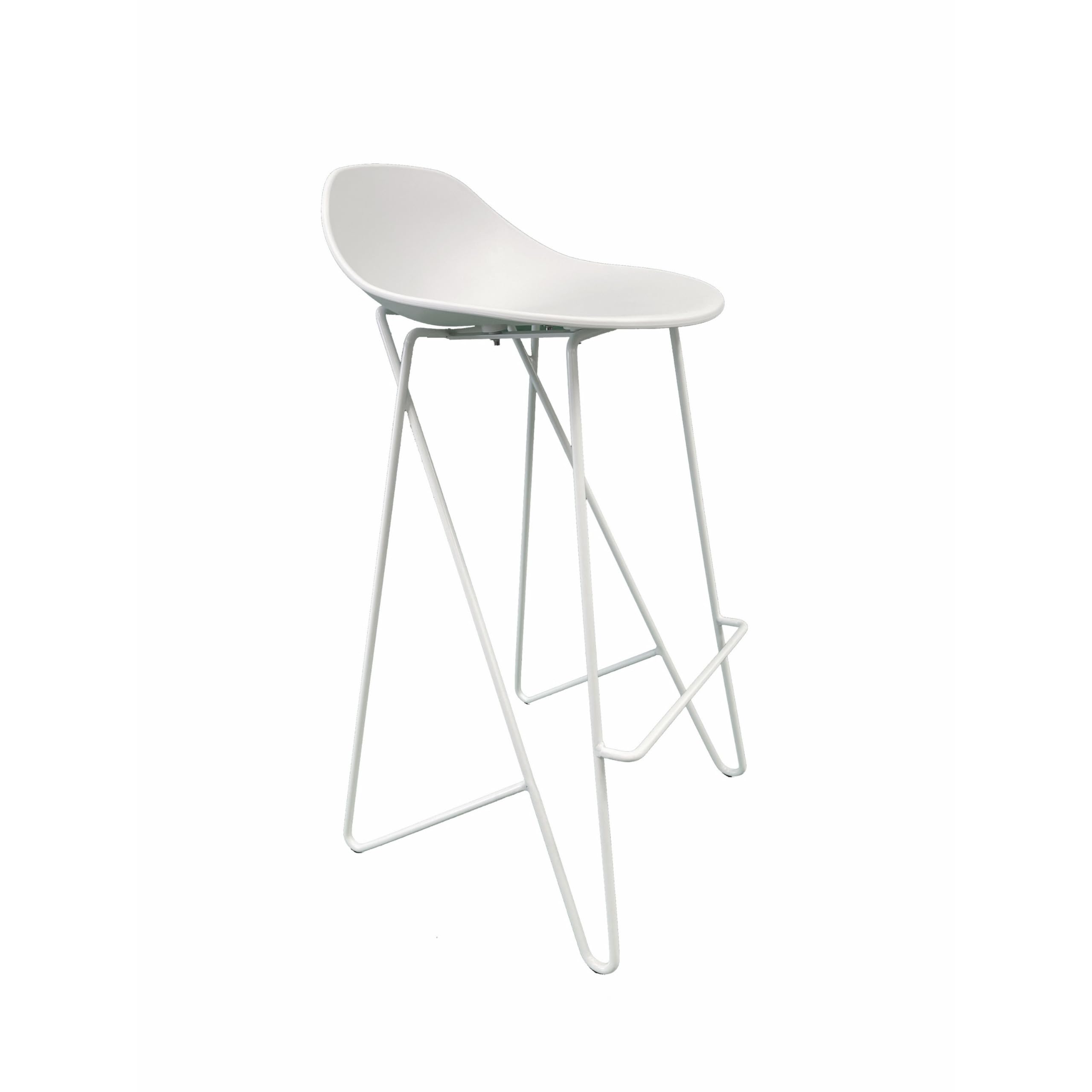 Bert 30 Inch Barstool Chair Set of 2, Low Back, Geometric White Metal