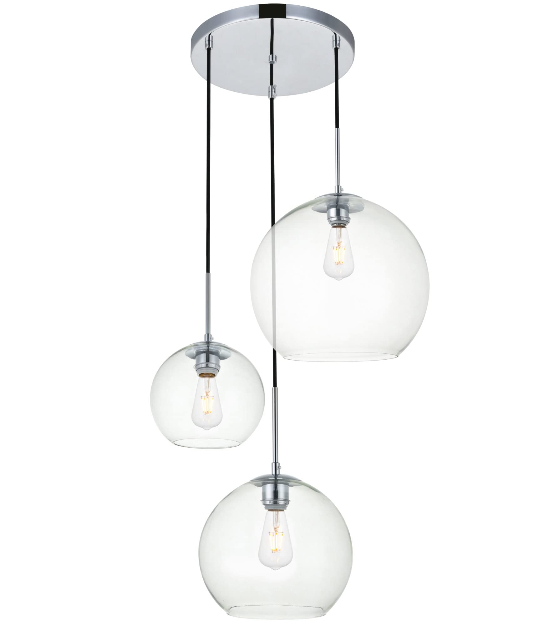 Baxter 3 Lights Chrome Pendant With Clear Glass