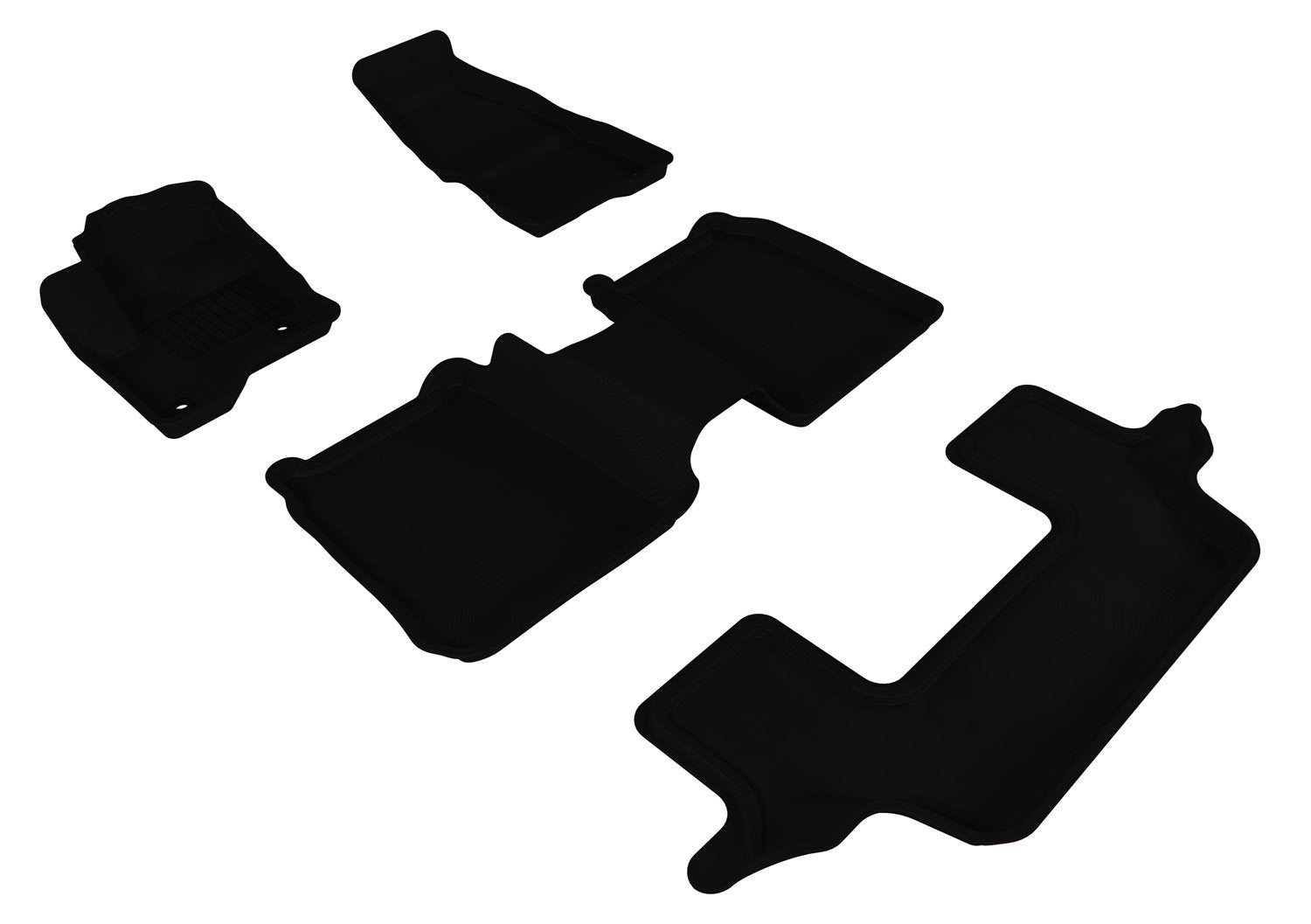 3D MAXpider FORD FLEX 2009-2019 W/O 2ND ROW CENTER CONSOLE KAGU BLACK R1 R2 R3 (2 EYELETS)