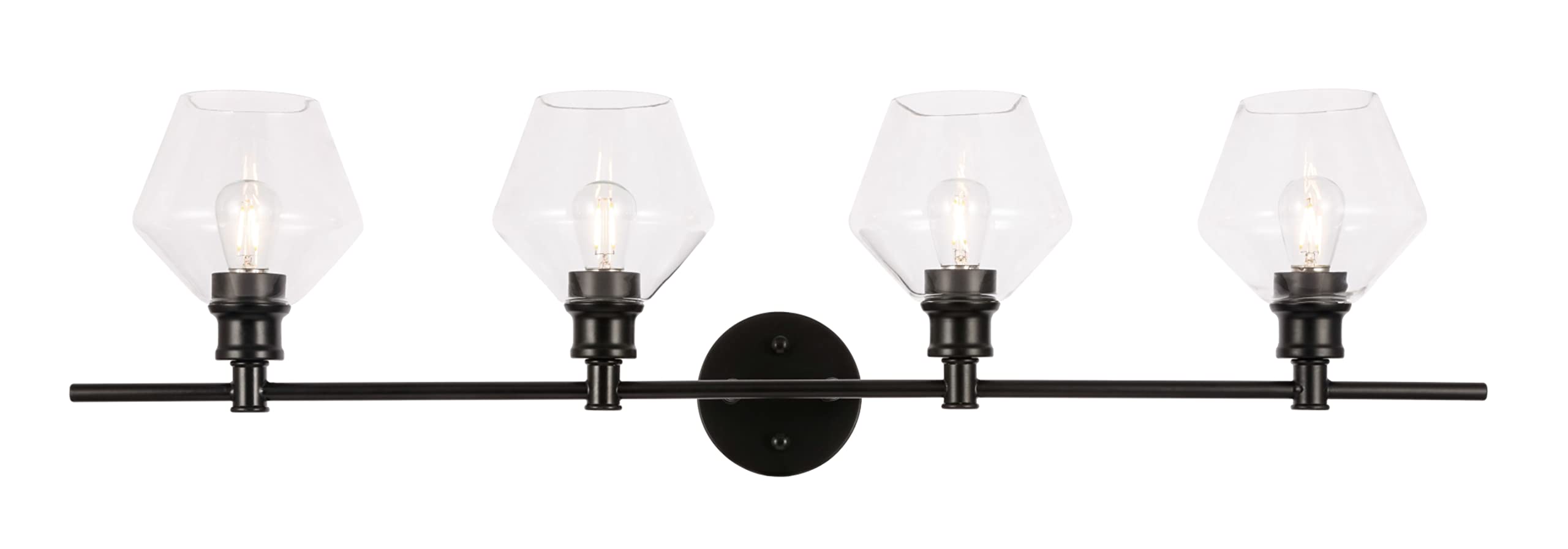 Living District Gene 4-Light Metal Wall Sconce In Black And Clear Glass