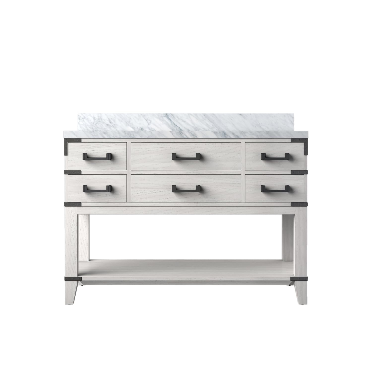 Norwalk 48 in W x 22 in D White Oak Single Bath Vanity and Carrara Marble Top